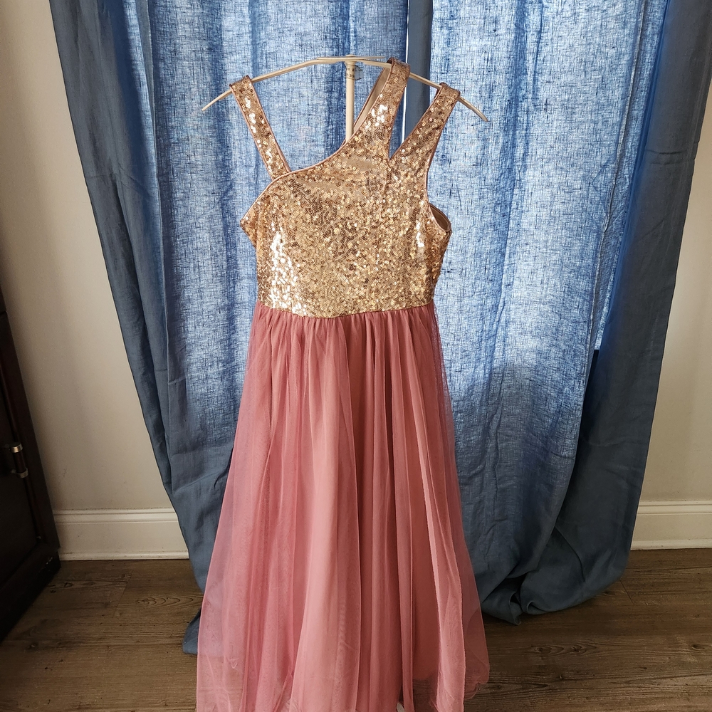 Sparkling Gold and Pink Kids Dress